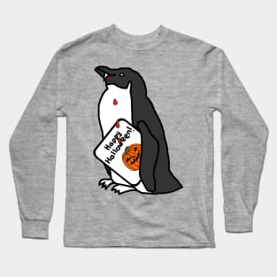 Vampire Horror Penguin with Halloween Card Long Sleeve T-Shirt